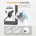 6 Pack Magnetic Cord Organizer White, Adhesive Cable Clips for Desk Nightstand, Cord Management Holder for Wall Car, Wire Keeper for Phone Charger Wires & Charging Cables - White