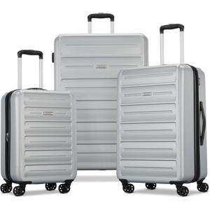 American Tourister Westridge Hardside Luggage Set with Spinner Wheels, Silver, 3PC SET (CO/M/L)