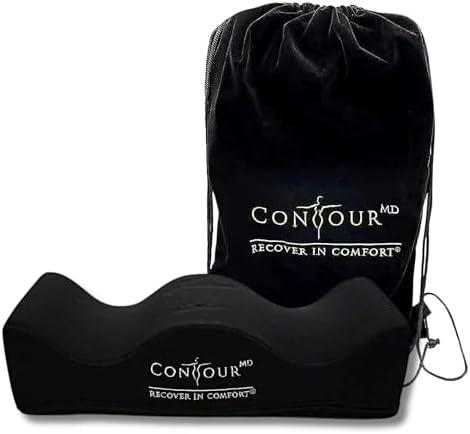 ContourMD BBL Pillow After Surgery – Butt Pillow for Sitting, Driving, or Office Chair – Lightweight Foam Cushion for Brazilian Butt Lift Recovery – BBL Post Surgery Supplies – Black Rectangle