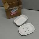 VanEnjoy White Ceramic Soap Dish, Self-Draining Kitchen Sink Soap Holder