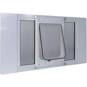 Ideal Pet Products Aluminum Sash Window Pet Door, Adjustable to Fit Window Widths from 33" to 38", Chubby Kat 7-1/2 x 10-1/2 Flap Size