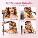5 in 1 Hot Air Styler Brush, 1000W Hair Dryer with LCD Display, Auto Rotating Curler for Volumizing Fast Drying, Curling & Straightening Multi Styling Tools for All Hair with 3 Levels (Black)