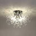 HMVPL Black Ceiling Light Fixture,6-Light Firework Sputnik Flush Mount Ceiling Light with K9 Crystal String,Modern Close to Ceiling Light for Bedroom Bathroom Hallway Kitchen Entrance Closet