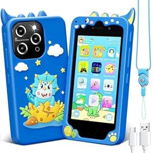 Kids Smart Phone for Boys, 4.0" Touchscreen Learning Music PuzzleGames Toddler Phone for Kids Ages 39, Dual Camera，Builtin 8G SD Card Kids Phone Toy, Gifts for Kids Cell Phone Toy, Light Blue