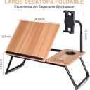 wishacc Lap Desk for Bed, Laptop Desk with Adjustable Tablet Stand, Sturdy Metal Frame Bed Desk, Foldable Laptop Bed Tray Table for Adults Couch Sofa, Portable Lap Desk for Laptop & Phone Slot