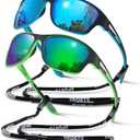 suoso Polarized Sports Sunglasses for Men: UV400 Protection Glasses Womens Wrap Around Goggles for Driving Fishing 2 pck