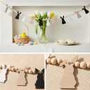 7 Pcs Easter Bunny Decorations, Mantel Beaded Garland with 6 Wooden Bunnies, Spring Rabbit Mantel Decor Banner for Home 