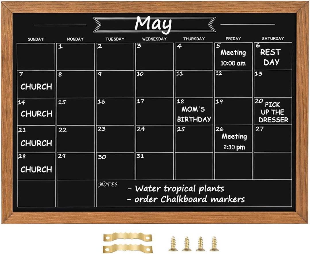Calendar Chalkboard, 17.7" * 23.6", Magnetic Surface Rustic Brown Solid Pine Wood Frame Chalk Board for Planning/School Timetable/Memo, Hanging Board for Office, School and Home(YLHB-QZ-4560) Calendar Chalkboard, 17.7" * 23.6", Magnetic Surface Rustic Brown Solid Pine Wood Frame Chalk Board for Planning/School Timetable/Memo, Hanging Board for Office, School and Home(YLHB-QZ-4560)