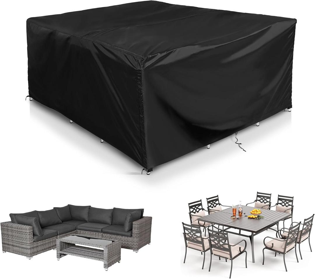Patio Furniture Covers, Outdoor Furniture Covers Waterproof, Patio Table Cover Windproof, Outdoor Sofa Sectional Cover General Purpose, 79"x79"x30" Black