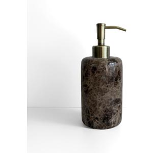 Natural Marble Vintage Stone Refillable Bathroom Liquid Dispenser 165ml Lotions Soap Container Stainless Steel Pump Head (Coffee Net)