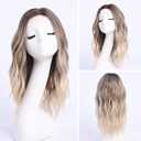 Medium Length Wavy Wigs for Women 18 Inch Middle Part Wavy Wig Natural Looking Synthetic Heat Resistant Fiber Wig for Daily Party Use (18 inch) (Blonde Ash)