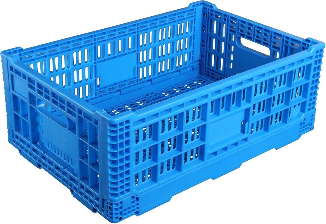 Collapsible Storage Bin Containe52 Liter Transferheavy duty plastic storage box,blue milk crates heavy duty Transit storage of various items (1)