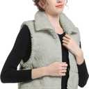 V VOCNI Womens Sherpa Fleece Vest Fuzzy Crop Vest Casual Sleeveless Jacket Zipper Waistcoat Outwear (Gray, L)