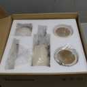 Ceramic Bathroom Accessory Set, 5 Pcs - Soap Dispenser 16 Oz, Toothbrush Cup, Toothbrush Holder, Soap Dish, Candle Holder - Beige, Boho Bathroom Sink Decor, Modern Countertop Accessories