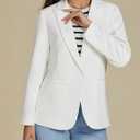 luvamia Dressy Blazers for Women Button Long Sleeve Lapel Business Casual Outfits Office Work Suit Blazer with Pockets (L)