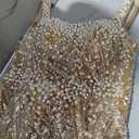 Women Beaded Mermaid Prom Dress Elegant Sequin Formal Evening Gown Medium