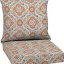 Arden Outdoor Deep Seat Cushion Set, 24 in x 24 in, Weather-Proof, Rain-Proof, Fade Resistant Patio Cushion for Chair, Sofa, and Couch Global Vintage Medallion