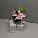 Artificial Flowers Tiger Lily Real Touch with Vase Easter Lily Pink Lilies Silk Faux Flowers Arrangements in Glass Vase with Faux Water Easter Decor Fake Floral Bulk Bouquet for Office Home Decor