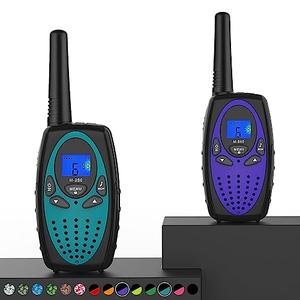 Topsung Walkie Talkies Long Range, M880 FRS Two Way Radio for Adults with Mic LCD Screen/Resistance Wakie-Talkies with Noise Cancelling for Men Women Outdoor Adventures Cruise Ship (Blue and Violet)
