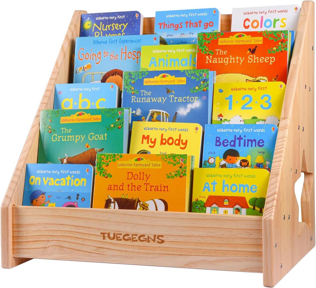 TUEGEGNS Montessori Bookshelf,Toddler Bookshelf for Kids,Organize Your Little One's Reading Adventure with Our Bookshelf  Perfect for Kids!(Wood)