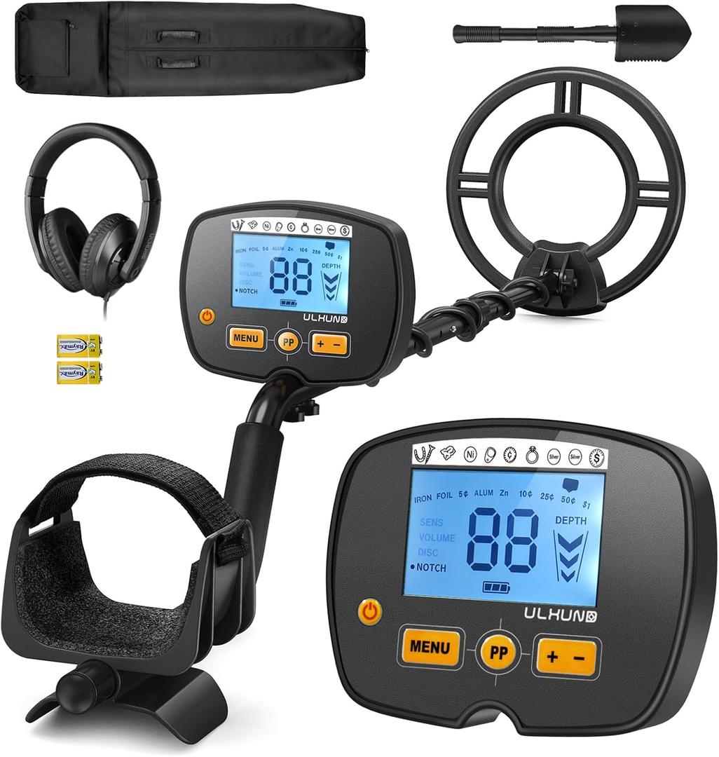 Upgraded Metal Detector for Adults Professional - High Accuracy Gold Finder with DSP Chip & 10" IP68 Waterproof Search Coil, 12" Deep Detection and 60" Adjustable Length for Beach & Yard (Dark Gray Black)