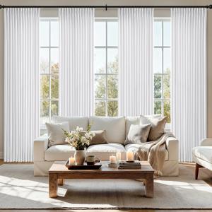 MIULEE Pinch Pleated Thick Linen Curtains 96 Inch 4 Panels Set Back Tab Memory Trained Pinch Pleat Semi Sheer Light Filtering Privacy Curtain Let Light in Window Drapes for Living Room Bedroom White