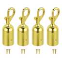 PATIKIL 1.3"x3.7" Stanchion Rope End Stopper, 4 Pack Cord End Caps Barrier Rope End Cap Snap Hooks for Crowd Control Queue Divider, Golden