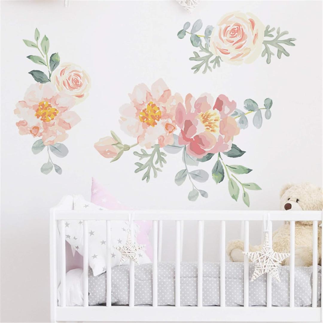 ROFARSO Flowers Wall Stickers Watercolor Orange Pink Peony Nature Plant Vinyl Removable Peel and Stick Wall Decals Art Picture Decorations Decor for Teens Girls Bedroom Living Room Murals ROFARSO Flowers Wall Stickers Watercolor Orange Pink Peony Nature Plant Vinyl Removable Peel and Stick Wall Decals Art Picture Decorations Decor for Teens Girls Bedroom Living Room Murals