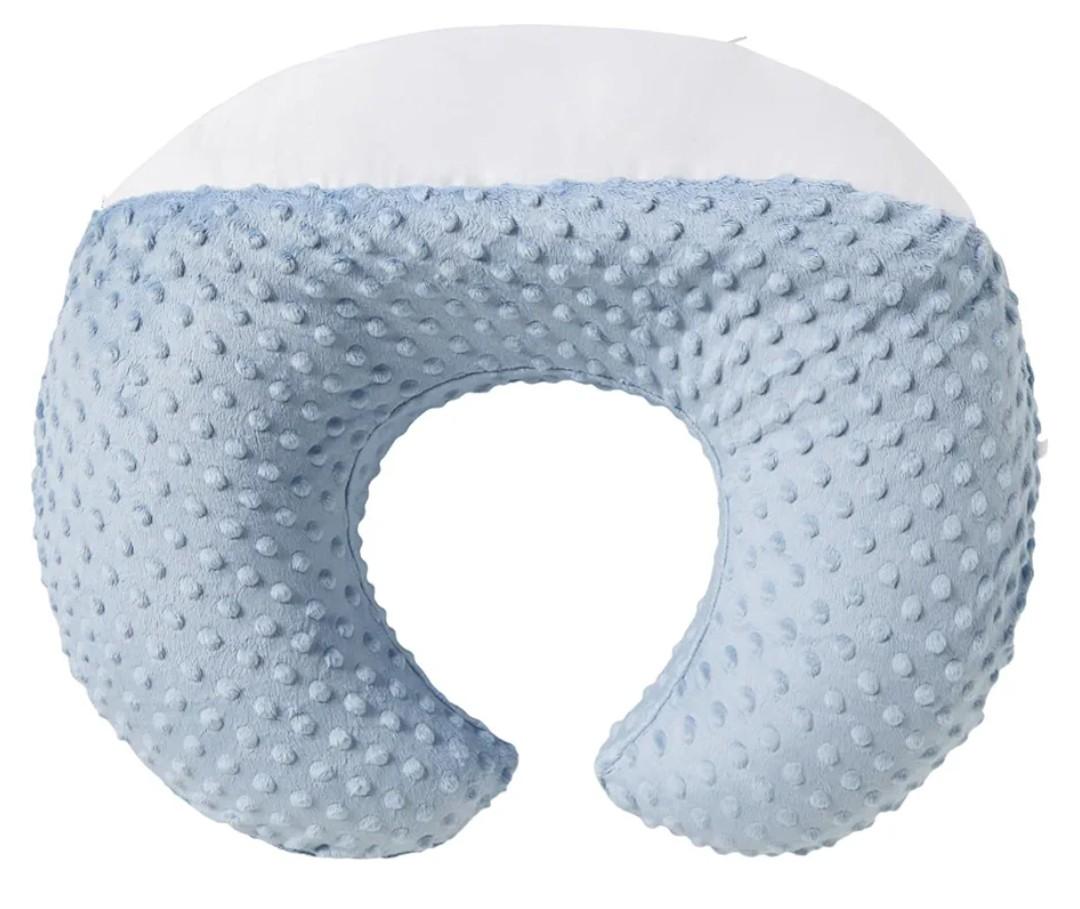 Nursing Pillow and Positioner Breastfeeding and Bottle Feeding, Propping Baby, Tummy Time, Sitting Support for Baby Boy Baby Girl, with Removable Dots Cover (Blue)