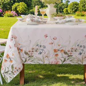 SASTYBALE Summer Tablecloth Spring Rectangle Table Cloth Eucalyptus Leaves Table Cover Spillproof Washable TableCloths for Dining, Farmhouse, Picnic, Outdoor, Kitchen, Easter (60" x 84")
