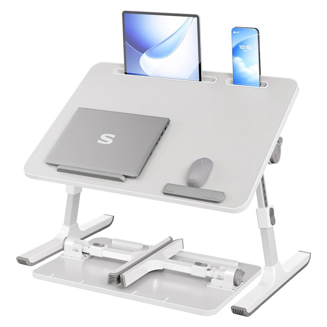 SONGMICS Laptop Bed Desk, Adjustable Lap Desk for Bed with 8 Heights