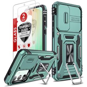 LeYi for Samsung Galaxy S25-FE Phone Case: Samsung S25 FE Case with Screen Protector, Samsung Galaxy S25 FE Case Magnetic Kickstand, Heavy Duty Shockproof for Cellular Phone Case S25 FE, Alpine Green