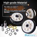 BlueStars 12001541 303373K Dryer Drum Support Roller Kit Compatible with Maytag Crosley Jenn-Air Dryers - Replaces 303373 3-3373 Y303373 12001541VP W10116741-2 Packs