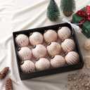 Pink Christmas Tree Ornaments Ball, 12 Pcs 4 Styles Hand-Polished Christmas Balls Shatterproof Xmas Hanging Ornaments Decor Set for Tree Garland Wreath (Rose Gold)