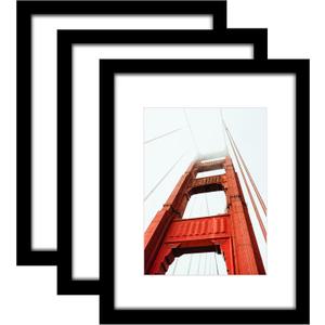 Wiscet 16x20 Picture Frame Set of 3, Display Pictures 11x14 with Mat or 16 x 20 Poster Frame Without Mat, Wall Gallery Photo Frames, Black
, Black
