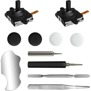 Joystick Replacement Kit for Meta Quest 3 Controllers11-in-1 Includes 2 Joysticks, T5 Screwdriver, Tweezers, Pry Tool, 4 Thumbstick Grips Repair Kit for Oculus Quest 3 Controller