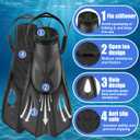 Snorkel Fins, Swim Fins Travel Size Short Adjustable for Snorkeling Diving Adult Men Women Open Heel Swimming Flippers