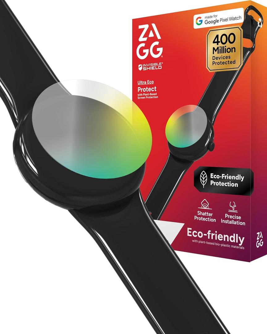 ZAGG Ultra Eco Google Pixel Watch 4 (41mm) Screen Protector  Scratch Protection, Made with Plant-Based Materials, InvisibleShield, SelfHealing NanoMemory, Easy Installation