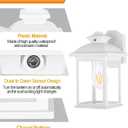FUDESY Dusk to Dawn Sensor Outdoor Wall Lanterns, Exterior Wall Sconce Porch Light Fixture with E26 Socket 3000K LED Edison Filament Bulb Included, Anti Corrosion Plastic Materials, White