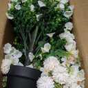 24" Artificial Potted Flowers for Outdoor, Pompon Mums Faux Plant