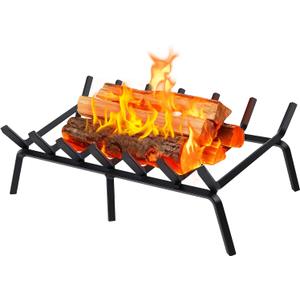 24 Inch Fireplace Grate, Heavy Duty Carbon Steel Firewood Log Holder with 6 Legs - Rust-Proof, High Temp Resistant for Indoor Fireplace, Outdoor Fire Pit, Camping & Wood Stove