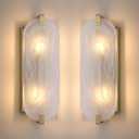 RAINLIGHTING 2 Pack 2 Light Oval Blue Glass Bathroom Wall Sconce Modern Concise Style Wall Light Fixture,Black Finish for Bedroom Hallway Bedside