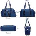 Everyday Mini Gym Bag for Women 2.0, Small Tote with Zipper Compartment Waterproof Travel Duffle Cute Handbag Workout Carry On with Removeable Shoulder Strap & Coin Wallet Easy to Clean - Navy
