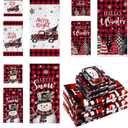 Bencailor Red,Black 9 Pcs Christmas Bathroom Towels Set Red and Black Buffalo Check Towel Snowman Truck Christmas Tree Decoration for Bathroom Xmas Parties Restaurant Winter Housewarming Gifts