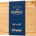 24 x 18 Extra Large Bamboo Serving Boards for Kitchen, Heavy Duty Wood Butcher Block Chopping Board with Handle and Juice Groove for Meat, Large Charcuterie Board, Over the Sink Cutting Board