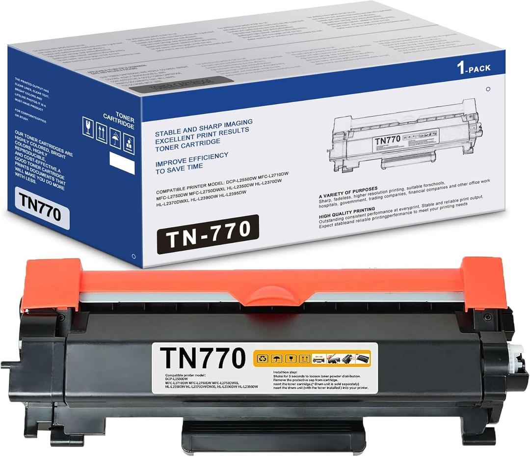 TN770 TN-770 Super High Yield Toner Replacement for Brother TN 770 TN760 Toner Cartridge for HL-L2370DW HL-L2370DWXL MFC-L2750DW MFC-L2750DWXL Printer (Black,1-Pack)