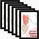 6 Pcs Black Theatre Frame 5.5 x 8.5 Inch Theatre Bill Frame Picture Frame Bulk Wall Mounting Photo Frames Set for Wall Tabletop Display