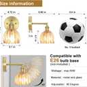Hardwired Wall Sconces Set of Two, Vintage Wall Lights with Amber Tulip Glass Lampshade, Gold Wall Lamps for Bedroom Bedside Stairway Bathroom Living Room (Bulbs Not Included, Not Battery Powered)