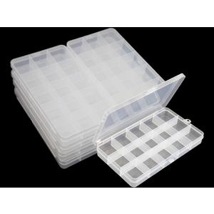 8 Pack 15 Grids Plastic Bead Organizer Box 6.8 * 3.86 * 0.87 inches Clear Storage Container Jewelry Case with Fixed Dividers for Rings, Earrings, Nail Art, DIY Crafts, Fishing Tackles