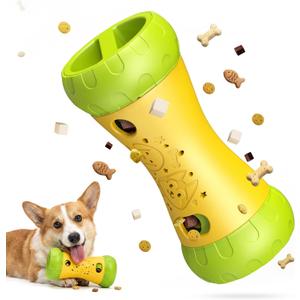 Treat Dispensing Dog Puzzle Toy for Small Medium Large Dogs, Dog Toys for Aggressive Chewers, Mental Stimulating Slow Feeder, Boredom Relief Interactive Puppy Enrichment to Keep Them Busy Yellow